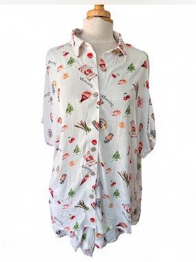 NWT Hunter & Brown Foodie Print 2-Piece Set Shorts & Shirt Large